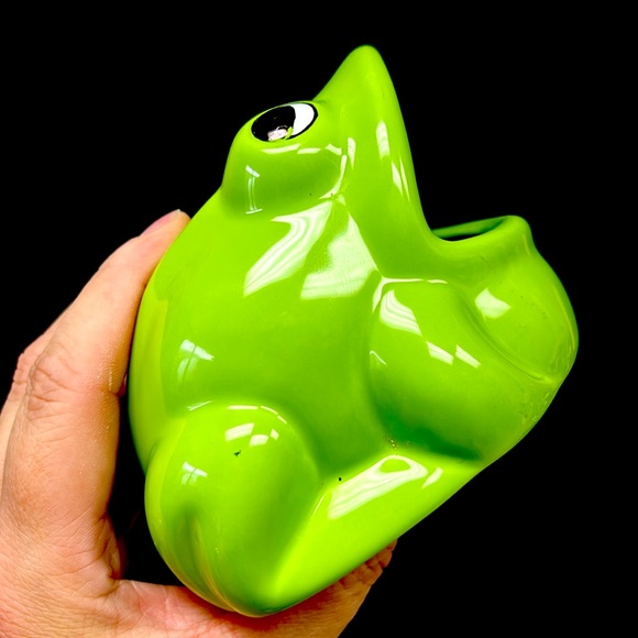 Vintage ceramic big mouth ceramic green frog sink sponge /scrubby holder - Picture 7 of 10